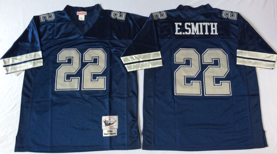 Men NFL Dallas Cowboys 22 E Smith blue style #2 Mitchell Ness jerseys